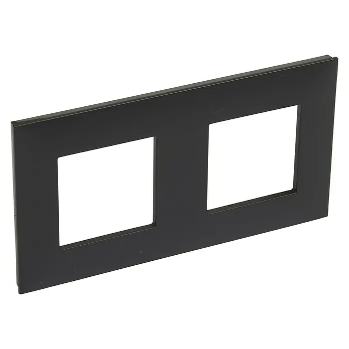 Legrand Valena Next Marco - Negro/Cromo, Modelo de mecanismos: x 2, Plástico, Colocar - Tapa de placa de interruptor doble negra, perfecta para una decoración de pared moderna. Construcción duradera y fácil de instalar.