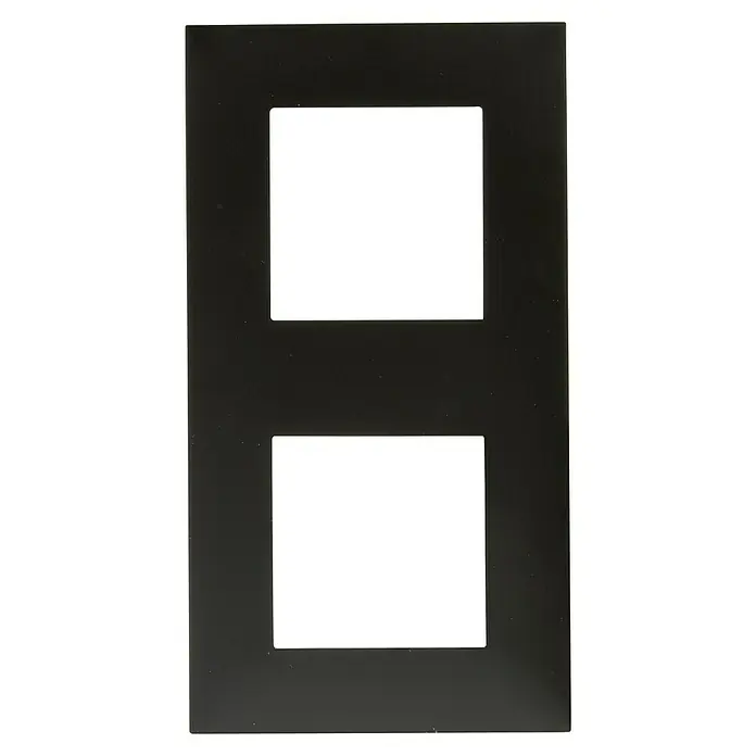 Legrand Valena Next Marco - Negro/Cromo, Modelo de mecanismos: x 2, Plástico, Colocar - Placa de pared negra doble para interruptores de luz y enchufes, perfecta para añadir un toque elegante a cualquier habitación.