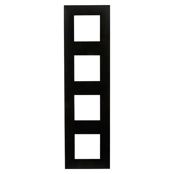 Legrand Valena Next Marco - Negro/Cromo, Modelo de mecanismos: x 4, Plástico, Instalar - Cubierta de interruptor negro multi-gang para montaje en pared, ideal para interiores modernos e instalación sencilla con recortes.