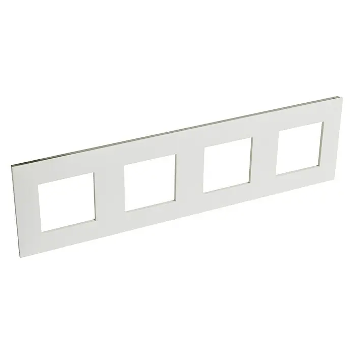 Legrand Valena Next Marco - Blanco/Cromado, Modelo de mecanismos: x 4, Plástico, Instalar - Placa ciega blanca de cuatro módulos, perfecta para el montaje de interruptores o enchufes. Cortes rectangulares limpios para una fácil instalación.