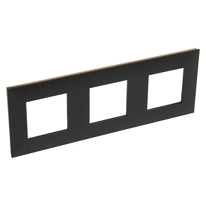 Legrand Valena Next Marco - Negro/Cobre, Modelo de mecanismos: x 3, Plástico, Colocar - Cubierta de placa de interruptor triple negra para una decoración de pared elegante. Complemento perfecto para cualquier habitación, elegante y funcional.
