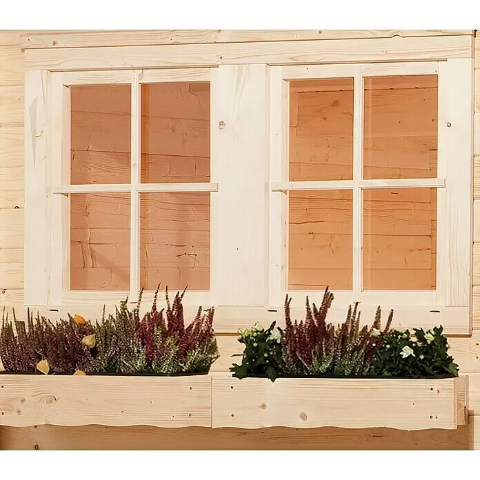 Weka Doppelfenster - Passend für: Weka Gartenhäuser Wandstärke 21/28 mm, Natur - Detailaufnahme