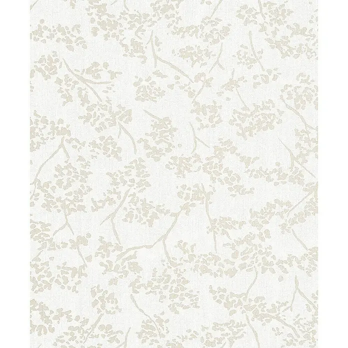 SCHÖNER WOHNEN-Kollektion New Spirit Vliestapete Blüten-Allover - Weiß/Gold, Floral, 10,05 x 0,53 m - Dezenter Stoff mit Blütenmuster in Weiß und Beige, ideal für Vorhänge oder Kissenbezüge.