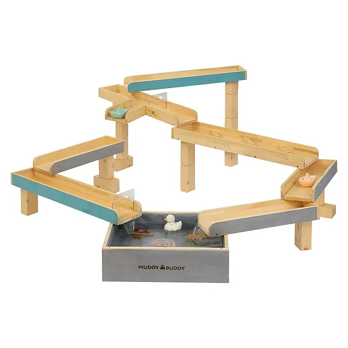 Muddy Buddy Wasserbahn Aqua Traveller - Holz, Natur/Wolkengrau - Das Muddy Buddy Wasserspielzeug mit verschiedenen Ebenen und einem Wasserbecken bietet stundenlangen Spielspaß im Freien.