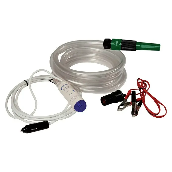 Whale Tauchpumpen-Set - Max. Fördermenge: 15,8 l/min, 12 V - Whale Hochdurchflusspumpe mit transparentem Schlauch, Anschlusskabel und Krokodilklemmen für vielseitige Anwendungen.