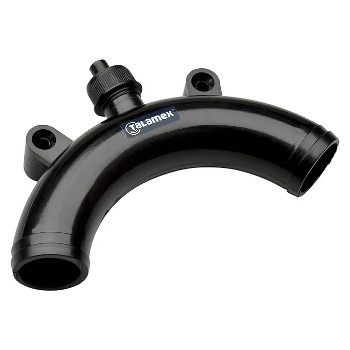 Talamex Belüftungsventil - 38 mm - Schwarzer Talamex-Wasserablauf mit zwei Montageflanschen und einem Abflussstopfen für eine einfache Installation und Wartung.