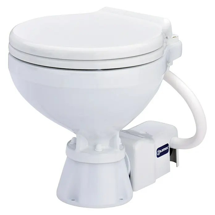 Talamex Bordtoilette Standard - L x B x H: 47 x 39 x 43 cm, Keramik - Weiße Marine-Toilette mit integriertem Spülsystem. Ideal für Boote und Yachten.