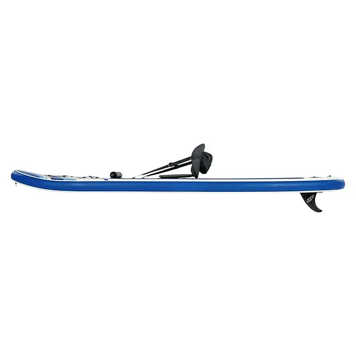 Bestway Juego de paddle surf Oceana - L x An x Al: 305 x 84 x 12 cm, Carga útil: 120 kg, Hinchable - Primer plano de una tabla de paddle inflable azul con asiento y aleta, ideal para deportes acuáticos y actividades recreativas.
