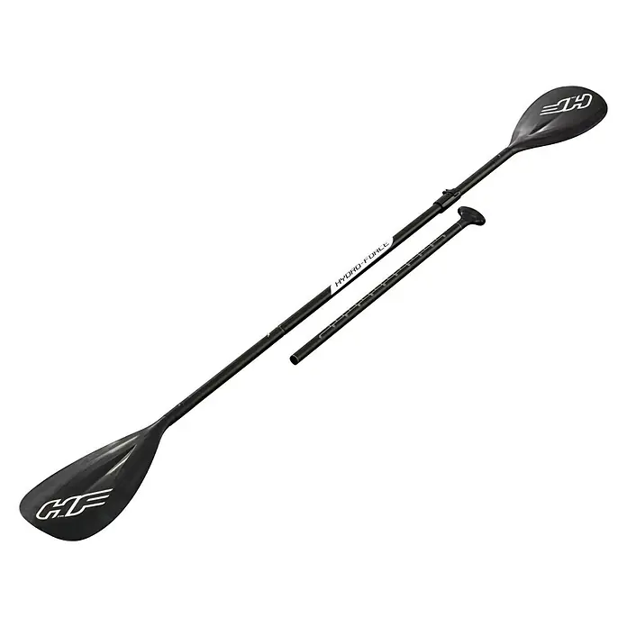 Bestway Juego de paddle surf Oceana - L x An x Al: 305 x 84 x 12 cm, Carga útil: 120 kg, Hinchable - Foto detallada de un remo negro Hydro-Force con longitud ajustable. Ideal para aventuras en kayak y canoa.