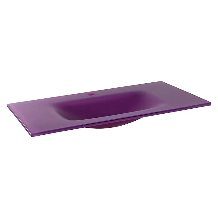 Lavabo Cristal mate - 81 x 46 cm, Orificios para grifo: Medio, Sin desbordamiento, Berenjena - Elegante lavabo morado para baños modernos. Este original lavabo destaca por su diseño y su alta calidad de fabricación. Perfecto para añadir color.