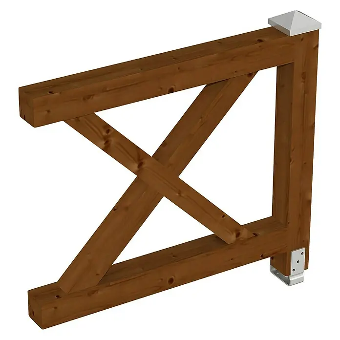 SKAN HOLZ Brüstungsgeländer - Passend für: Skan Holz Leimholz-Pavillons, Pfostenabstand min. 270 cm, Nussbaum - Holzkonstruktion mit diagonaler Verstrebung und Metallelementen für Stabilität und modernes Design. Perfekt für den Außenbereich.