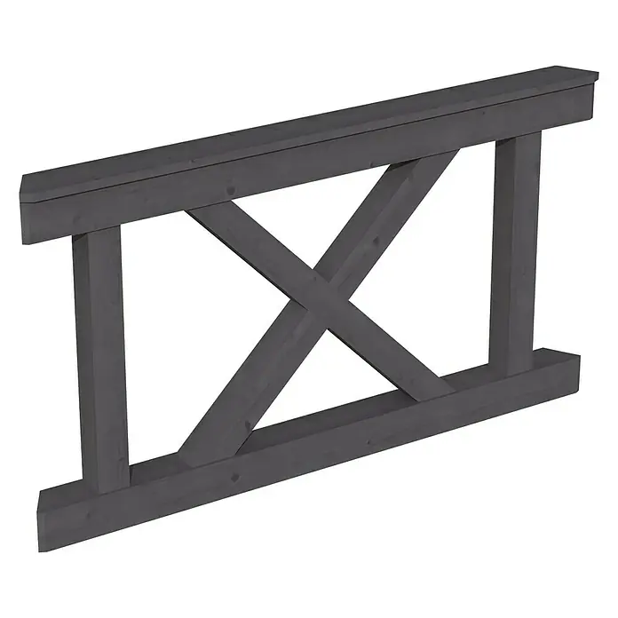 SKAN HOLZ Brüstungsgeländer Andreaskreuz - Passend für: Skan Holz Pavillons Nancy 2 & Versailles 2, Schiefergrau - Graue Holzgeländer mit X-förmigem Design, ideal für rustikale Gärten oder Terrassen. Robust und stilvoll für den Außenbereich.