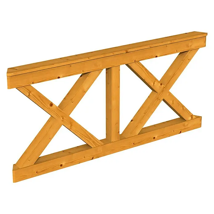 Skan Holz Brüstungsgeländer AndreaskreuzPassend für: Skan Holz Pavillon Nancy 3, Eiche hell - Holzfachwerkdetail.