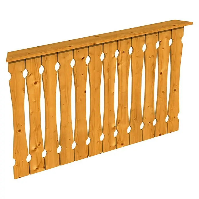 SKAN HOLZ Brüstungsgeländer - Passend für: Skan Holz Pavillons Nancy 2 & Versailles 2, Eiche Hell - Die Holzzaun-Absperrung verfügt über ein dekoratives Design mit vertikalen Brettern und ovalen Aussparungen und verleiht jedem Außenbereich rustikalen Charme.