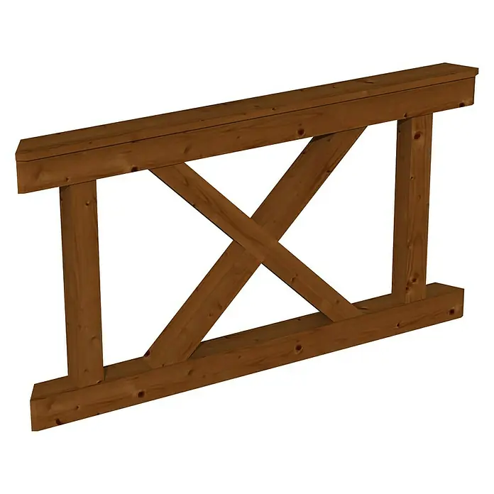 SKAN HOLZ Brüstungsgeländer Andreaskreuz - Passend für: Skan Holz Pavillon Nice 2, Nussbaum - Braunes Holzgitter mit kreuzförmigem Design und stabiler Konstruktion, ideal für rustikale Dekorationen und funktionale Zwecke.
