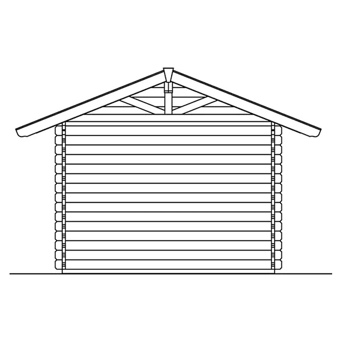 SKAN HOLZ Gartenhaus Arosa 1 - Außenmaß inkl. Dachüberstand (B x T): 400 x 380 cm, Holz, Natur - Illustration eines Blockhauses mit Giebeldach, das die traditionelle Bauweise und robuste Struktur des Hauses hervorhebt.