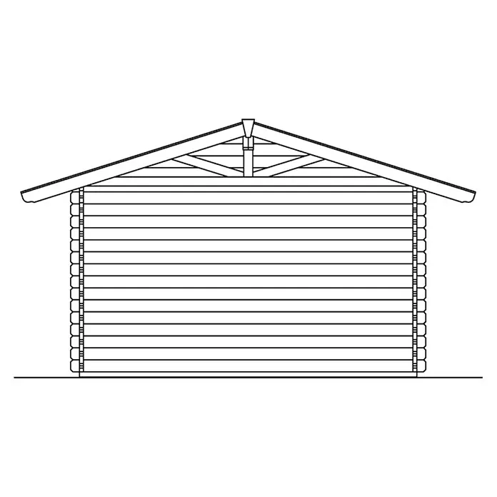 SKAN HOLZ Gartenhaus Davos 1 - Außenmaß inkl. Dachüberstand (B x T): 480 x 430 cm, Holz, Natur - Illustration eines Blockhauses mit Giebeldach und horizontaler Holzverkleidung, die die Bauweise und das Design hervorhebt.