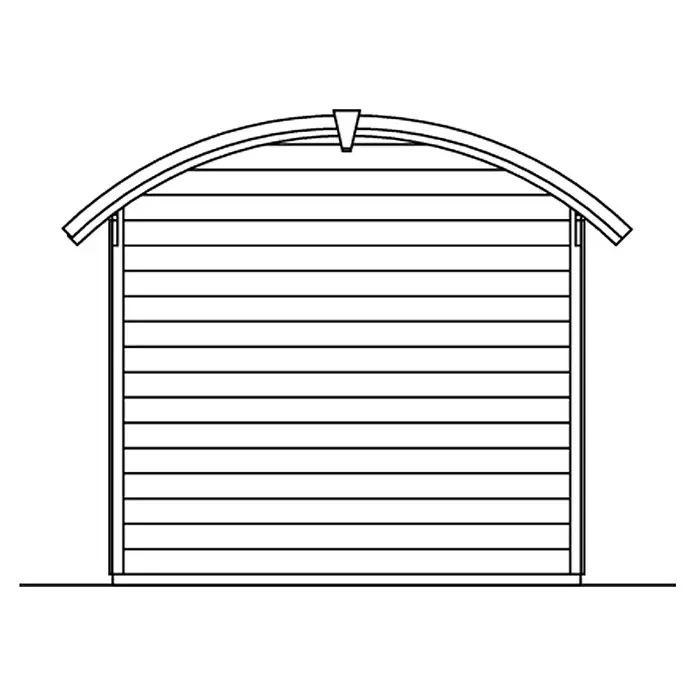 SKAN HOLZ Gartenhaus Delft - Außenmaß inkl. Dachüberstand (B x T): 290 x 310 cm, Holz, Schiefergrau - Illustration eines Gartenhauses mit gerundetem Dach, das eine einladende und funktionale Struktur für den Außenbereich darstellt.