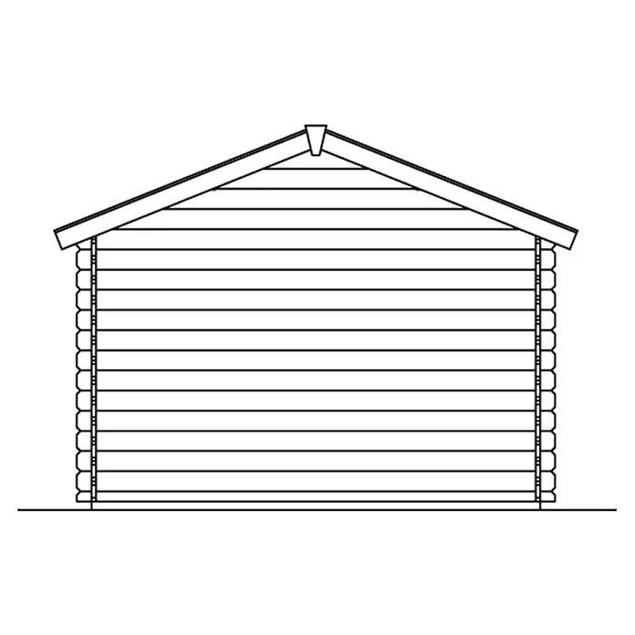 SKAN HOLZ Gartenhaus Faro 3 - Außenmaß inkl. Dachüberstand (B x T): 340 x 400 cm, Holz, Natur - Zeichnung eines Holzhauses mit Satteldach und horizontaler Verkleidung, die rustikale Architektur und traditionelles Design hervorhebt.