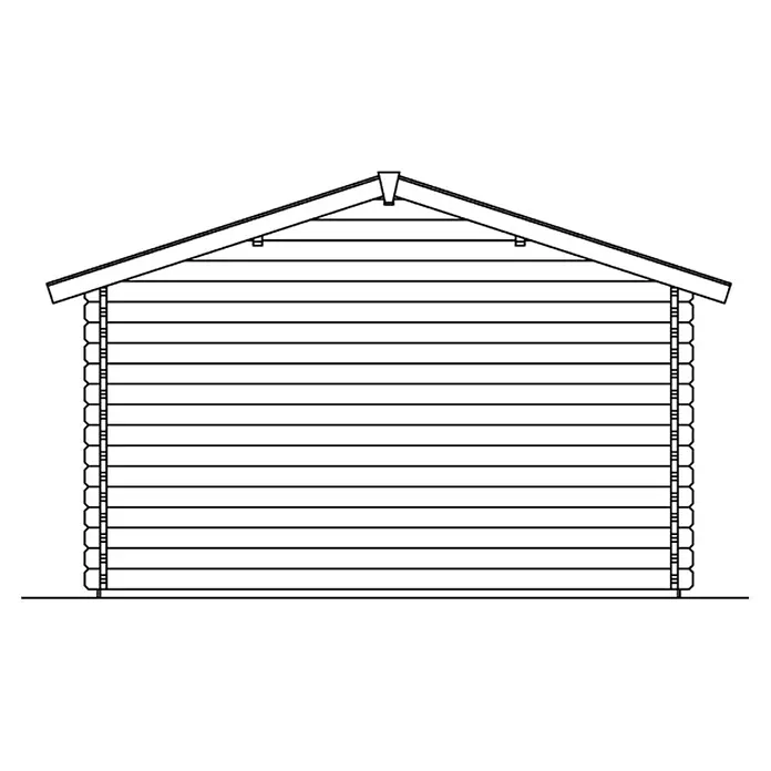 SKAN HOLZ Gartenhaus Holmestrand - Außenmaß inkl. Dachüberstand (B x T): 420 x 650 cm, Holz, Natur - Bild einer Blockhütte mit Giebeldach, das die Bauweise und das rustikale Design des Gebäudes hervorhebt.