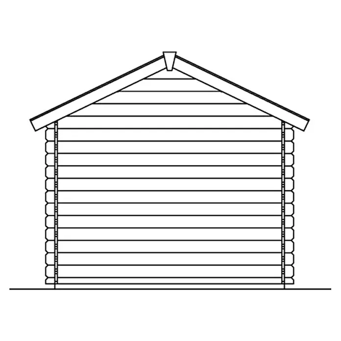 SKAN HOLZ Gartenhaus Palma 3 - Außenmaß inkl. Dachüberstand (B x T): 280 x 355 cm, Holz, Natur - Skizze eines Blockhauses mit Satteldach und horizontaler Holzverkleidung, einfache Bauweise.