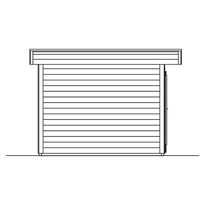 SKAN HOLZ Gartenhaus Basel 1 - Außenmaß inkl. Dachüberstand (B x T): 460 x 360 cm, Holz, Natur - Abbildung eines Gartenhauses mit horizontaler Holzverkleidung und einem überstehenden Dach, ideal für die Gartenaufbewahrung.