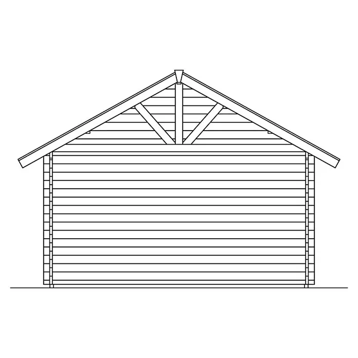 SKAN HOLZ Gartenhaus Bern 1 - Außenmaß inkl. Dachüberstand (B x T): 500 x 500 cm, Holz, Natur, 17,64 m² - Abbildung einer Blockhütte mit Giebeldach und sichtbaren Holzbalken, die ein rustikales und solides Erscheinungsbild vermittelt.