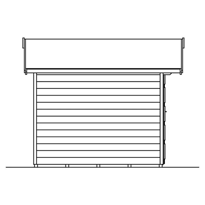 SKAN HOLZ Gartenhaus Delft - Außenmaß inkl. Dachüberstand (B x T): 290 x 310 cm, Holz, Schiefergrau - Abbildung eines Holzschuppens mit horizontaler Bretterverkleidung und flachem Dach für den Garten oder als Lagerraum.