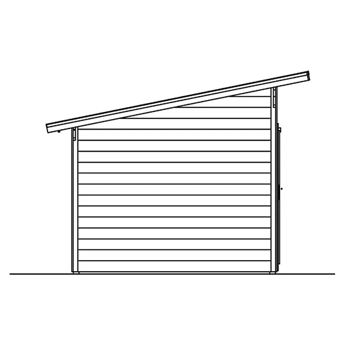 SKAN HOLZ Holzunterstand Knut - 250 x 430 x 249,5 cm, Natur - Eine Abbildung eines Gerätehauses mit Pultdach und horizontaler Holzverkleidung. Ideal zur Aufbewahrung von Gartengeräten.