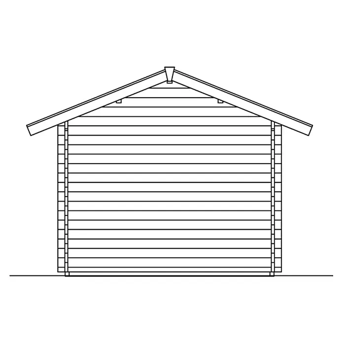 SKAN HOLZ Gartenhaus Lugano 1 - Außenmaß inkl. Dachüberstand (B x T): 500 x 380 cm, Holz, Natur, 2 Lagen Dachschaltung - Illustration eines Holzschuppens mit Giebeldach und horizontaler Holzverkleidung. Die klare Linienführung betont die Struktur.