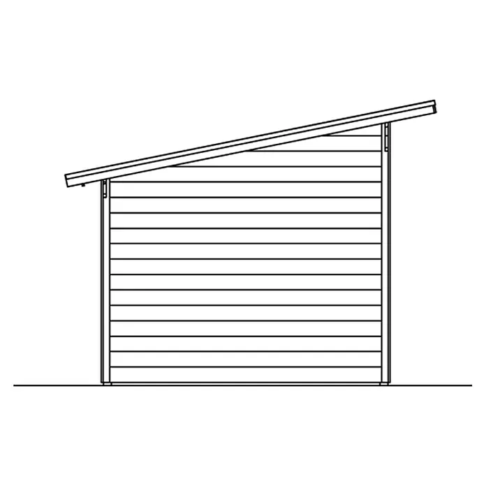 SKAN HOLZ Holzunterstand Ole - 250 x 300 x 249,5 cm, Natur - Ansicht eines Holzschuppens mit Pultdach. Ideal zur Gartenaufbewahrung und bietet Wetterschutz für Geräte.