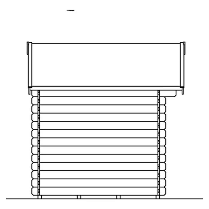 SKAN HOLZ Gartenhaus Palma 1 - Außenmaß inkl. Dachüberstand (B x T): 280 x 255 cm, Holz, Natur - Illustration eines Blockhauses mit rechteckiger Form und horizontalen Linien, die die Holzscheite darstellen.