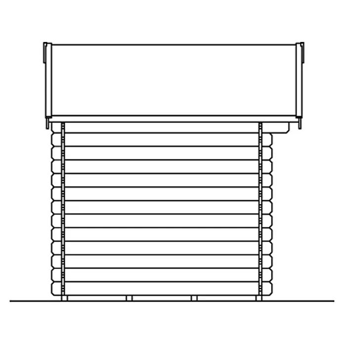 SKAN HOLZ Gartenhaus Porto 1 - Außenmaß inkl. Dachüberstand (B x T): 280 x 255 cm, Holz, Natur - Abbildung eines Blockhauses mit rechteckigem Aufbau und präzisen Linien, ideal für Architektur- oder Bauprojekte.