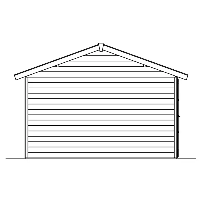 SKAN HOLZ Gartenhaus Tilburg - Außenmaß inkl. Dachüberstand (B x T): 653 x 420 cm, Holz, Schwedenrot - Ansicht eines Schuppens mit horizontaler Holzverkleidung und Satteldach, ideal zur Aufbewahrung und als Werkstattraum im Garten.