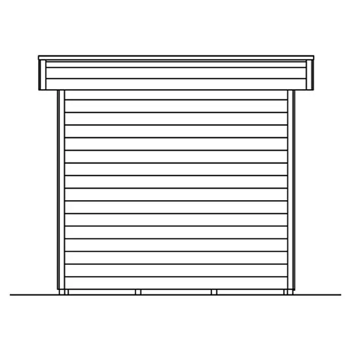 SKAN HOLZ Gartenhaus Venlo 2 - Außenmaß inkl. Dachüberstand (B x T): 420 x 290 cm, Holz, Natur - Abbildung eines Holzschuppens mit horizontaler Bretterverkleidung und flachem Dach, ideal zur Gartenaufbewahrung und Werkzeuglagerung.