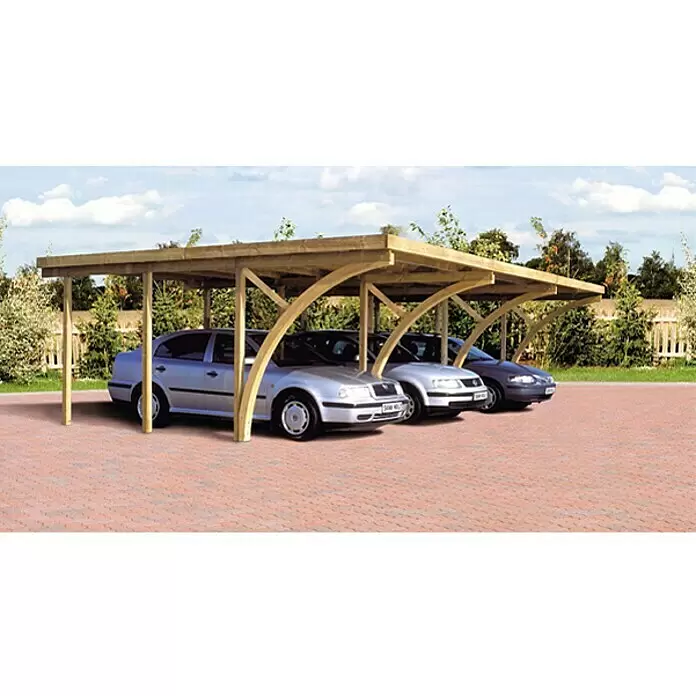 SKAN HOLZ Einfahrtsbogen - Nussbaum, Passend für: Skan Holz Carports mit 220 cm Einfahrtshöhe - Anwendungsbeispiel