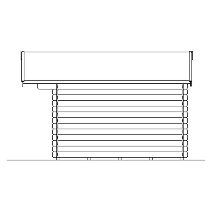 SKAN HOLZ Gartenhaus Como 3 - Außenmaß inkl. Dachüberstand (B x T): 340 x 400 cm, Holz, Natur - Abbildung eines Holzhauselements mit horizontalen Balken und einer stabilen oberen Struktur.