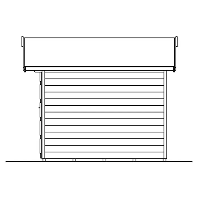 SKAN HOLZ Gartenhaus Delft - Außenmaß inkl. Dachüberstand (B x T): 290 x 310 cm, Holz, Schiefergrau - Abbildung eines Gartenhauses mit waagerechter Holzverkleidung und flachem Dach. Die Konstruktion wirkt stabil und wetterfest.