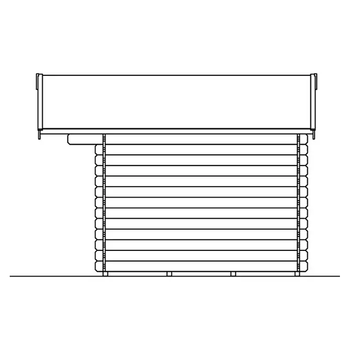 SKAN HOLZ Gartenhaus Faro 2 - Außenmaß inkl. Dachüberstand (B x T): 340 x 350 cm, Holz, Natur - Detaillierte Schemazeichnung eines Blockhauses, die die Bauweise und Struktur des Hauses zeigt.