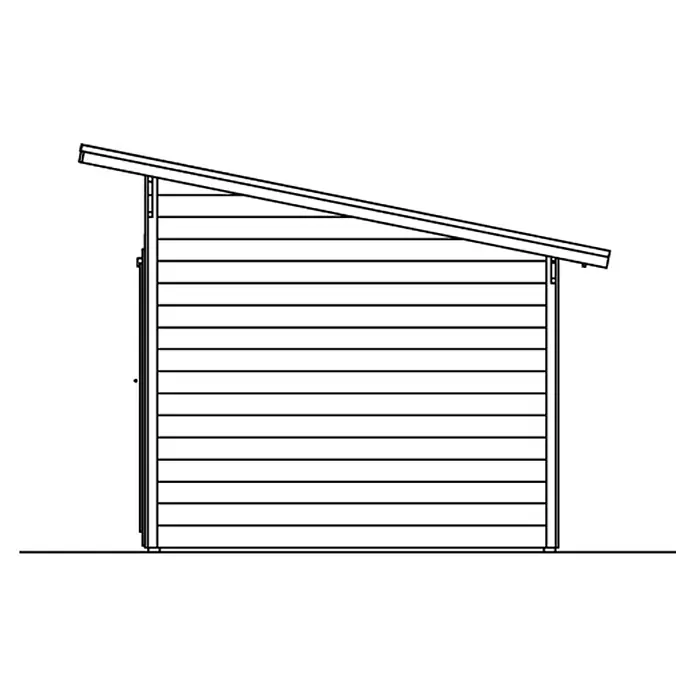 SKAN HOLZ Holzunterstand Knut - 250 x 430 x 249,5 cm, Natur - Abbildung eines Gerätehauses mit Pultdach, das sich ideal für die Aufbewahrung von Gartengeräten und -möbeln eignet.