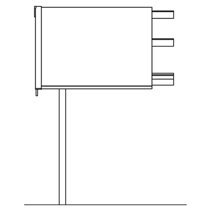 SKAN HOLZ Vordach Toronto - 212 x 420 cm, 1 Lage Dachschalung - Abbildung einer Werbetafel auf einem Pfosten, ideal für die Präsentation von Produkten oder Dienstleistungen. Klare Linien, minimalistisches Design.