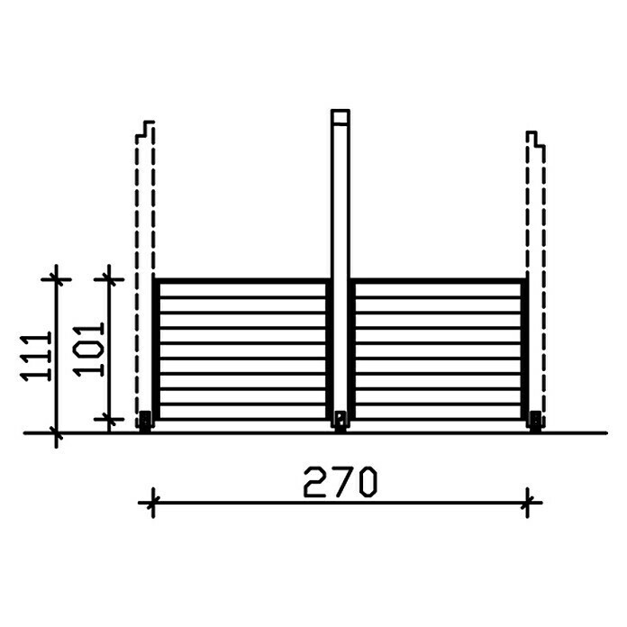 Skan Holz Brüstungsgeländer Toulouse270 x 106 cm, Natur, Passend für: Skan Holz Pavillon Toulouse Sketch