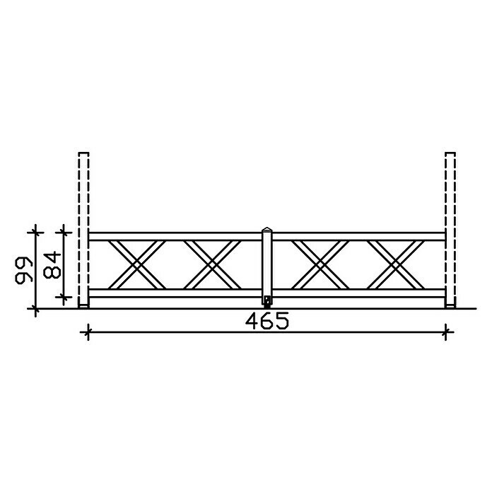 Skan Holz BrüstungsgeländerPassend für: Skan Holz Leimholz-Pavillons, Pfostenabstand 465 cm, Natur Sketch