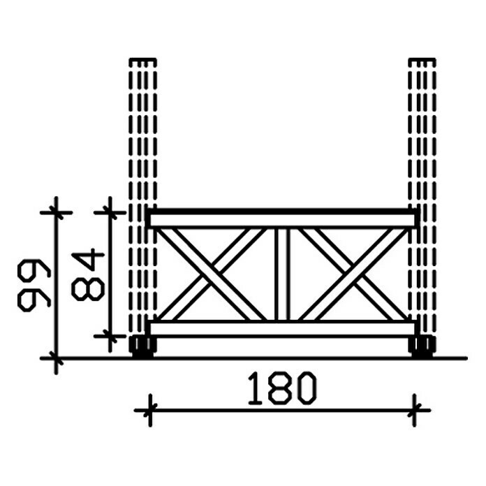 Skan Holz Brüstungsgeländer AndreaskreuzPassend für: Skan Holz Pavillon Nancy 3, Natur Sketch