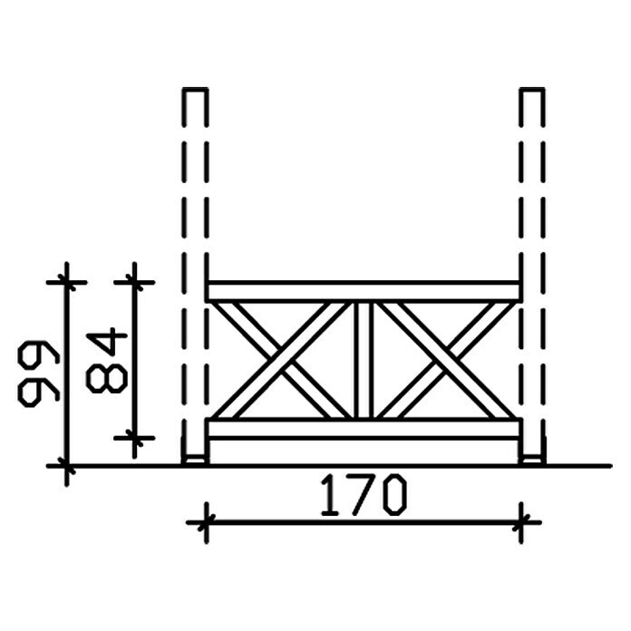 Skan Holz Brüstungsgeländer AndreaskreuzPassend für: Skan Holz Leimholz-Terrassenüberdachungen, Pfostenabstand 170 cm, Natur Sketch