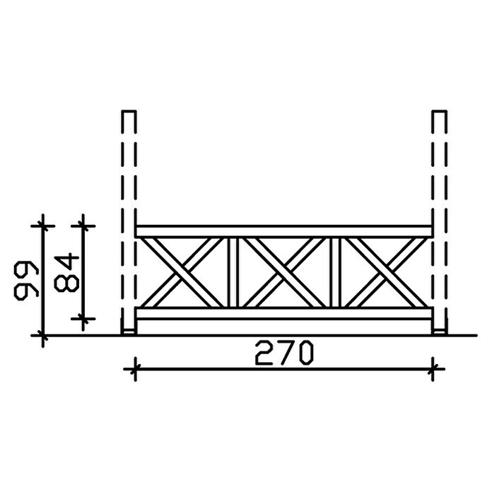 Skan Holz Brüstungsgeländer AndreaskreuzPassend für: Skan Holz Leimholz-Terrassenüberdachungen, Pfostenabstand 270 cm, Natur Sketch