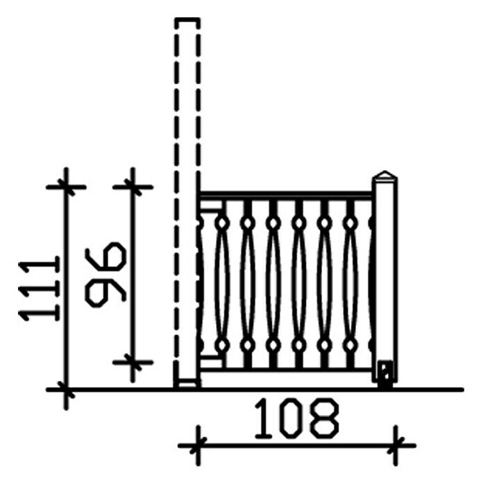 Skan Holz BrüstungsgeländerPassend für: Skan Holz Leimholz-Terrassenüberdachungen & -Pavillons, Pfostenabstand min. 270 cm, Natur Sketch