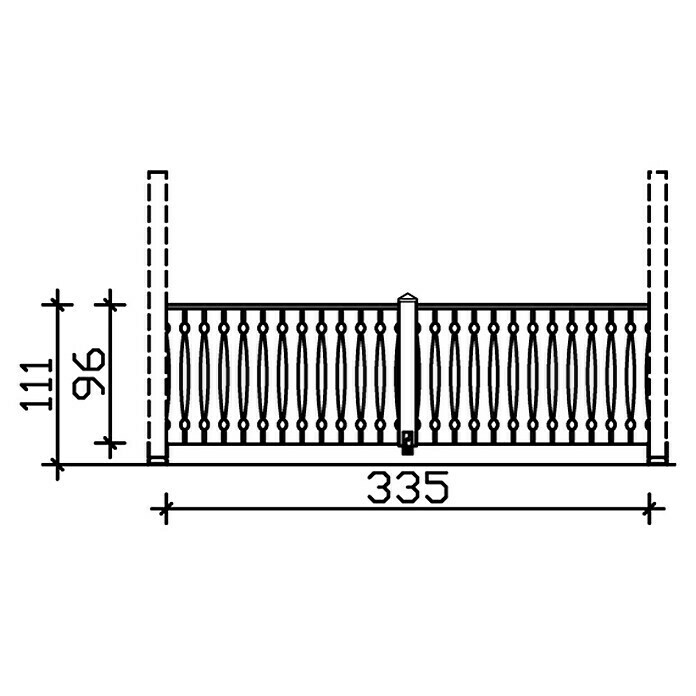 Skan Holz BrüstungsgeländerPassend für: Skan Holz Leimholz-Terrassenüberdachungen & -Pavillons, Pfostenabstand 335 cm, Weiß Sketch