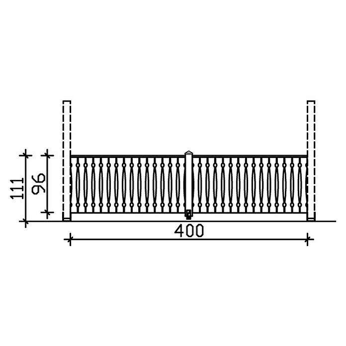 Skan Holz BrüstungsgeländerPassend für: Skan Holz Leimholz-Terrassenüberdachungen & -Pavillons, Pfostenabstand 400 cm, Schiefergrau Sketch