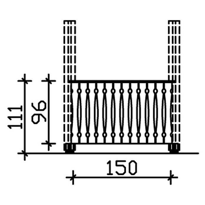Skan Holz BrüstungsgeländerPassend für: Skan Holz Pavillons Nancy 2 & Versailles 2, Eiche Hell Sketch